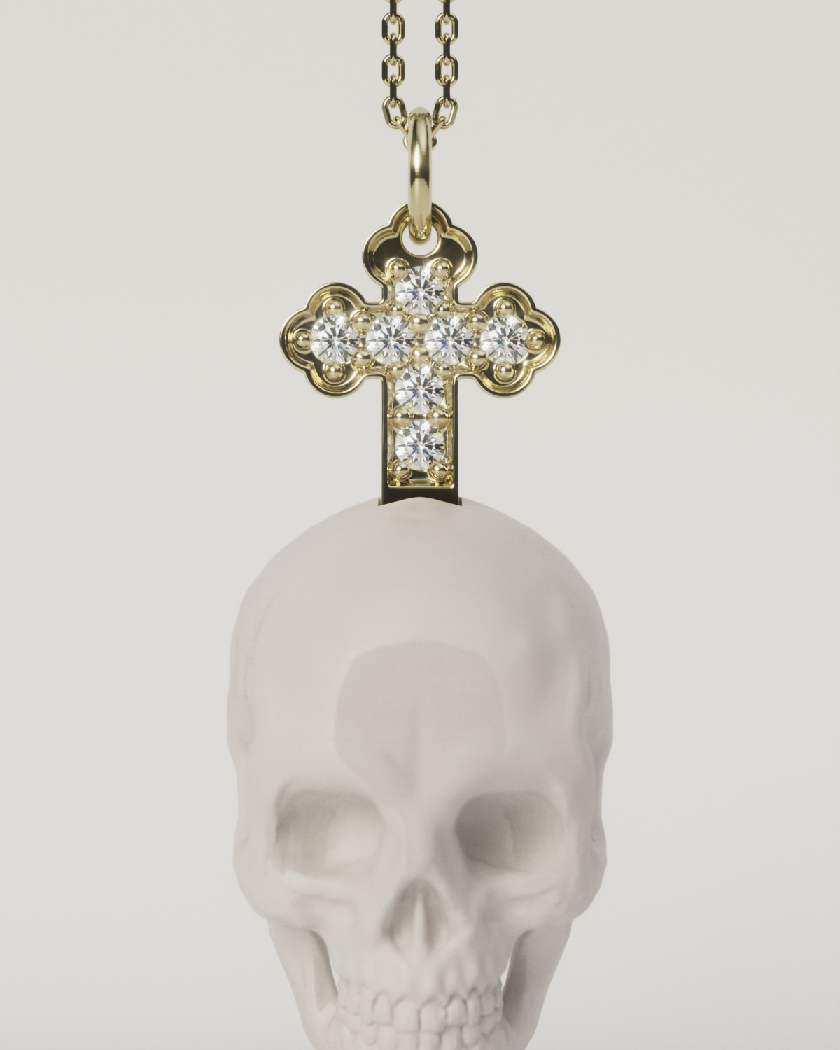 SKULL & CROSS TOP（White）